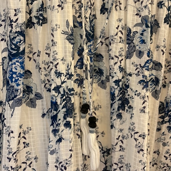 Zara Blue and White Boho Maxi Dress - Picture 3 of 5